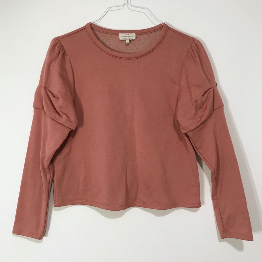 Lucky Brand | Blush Pink Puff Sleeve Sweater Top M